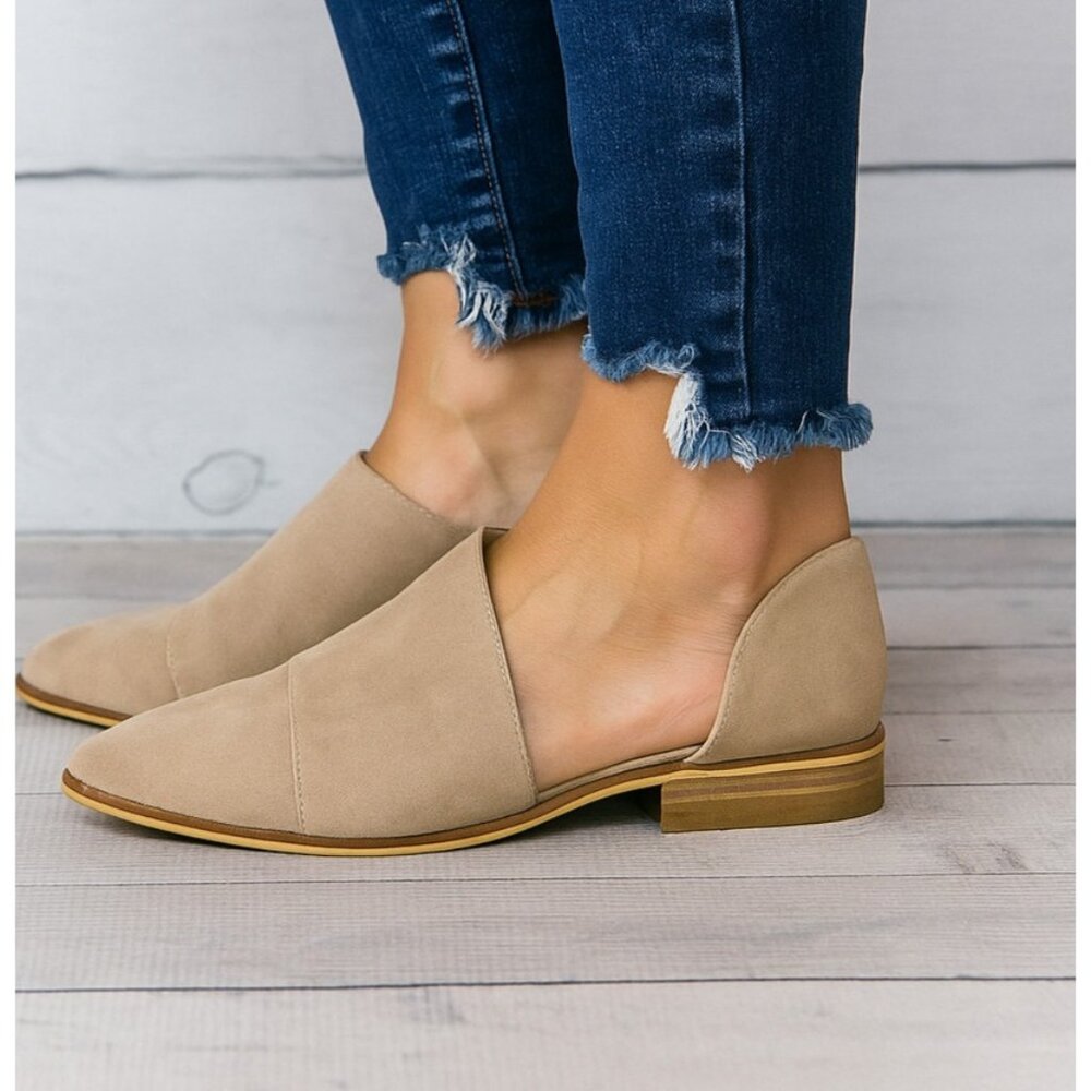 BEAST FASHION Taupe Suede Backless Loafers